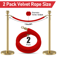 Cordes de stanchion en velours rouge, cordes de contrôle de foule en velours, cordes de barrière de sécurité pour file d'attente, adaptées aux fêtes et aux tapis rouges