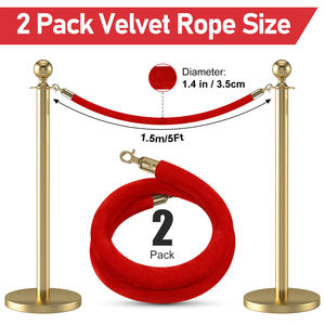 레드 벨벳 스탠션 로프, 군중 통제 벨벳 로프, 안전 줄서기 장벽 스탠션 로프는 파티 및 레드 카펫에 적합합니다 - Product Image 3