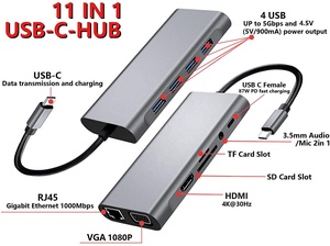 Cổng <span class=keywords><strong>USB</strong></span> 11 Trong 1 C Sang 4K HDMI VGA Có Đầu Đọc Thẻ SD, <span class=keywords><strong>Gigabit</strong></span> <span class=keywords><strong>Ethernet</strong></span> Và Nhiều Thiết Bị Khác Dùng Cho MacBook Pro, Samsung S8 S9 S10 S20 Và Hơn Thế Nữa - Product Image 4