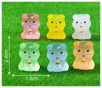 Mini Figurines lumineux 3D chien singe ours vache hippopotame Miniature brillant dessin animé résine artisanat poupée jouet jardinage aménagement paysager décor