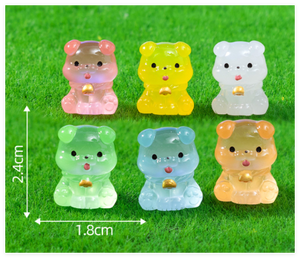 Mini figuritas luminosas 3D perro mono oso vaca hipopótamo miniatura brillante dibujos animados resina artesanía muñeca juguete jardinería paisajismo Decoración - Product Image 5