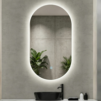 Miroir de salle de bain intelligent rectangulaire moderne personnalisé avec anti-buée, miroir de coiffeuse éclairé avec indice de protection IP44, ensemble de meubles