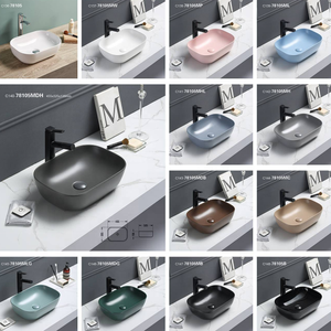 Hiện đại Matte màu gốm phòng tắm bồn rửa hình chữ nhật hình dạng nghệ thuật lưu vực bảng Top gốm rửa lưu vực - Product Image 2