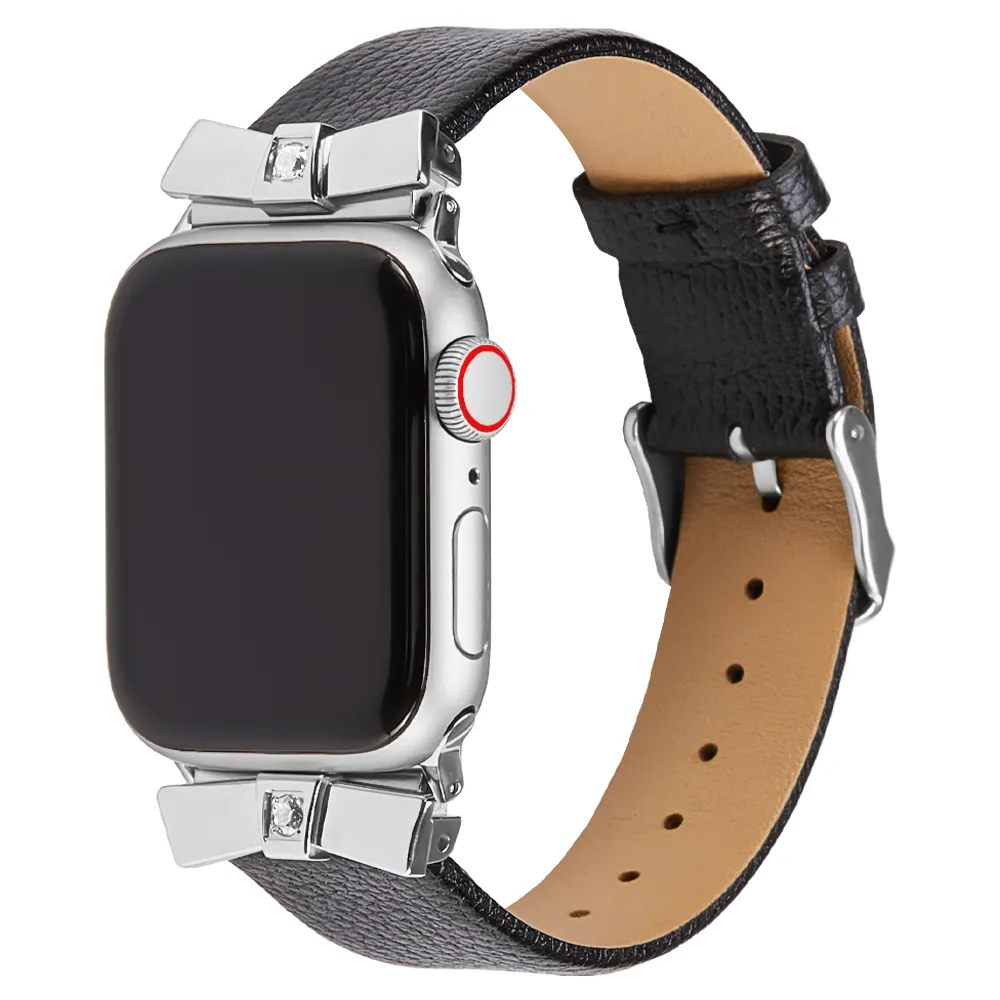 A-L100 블랙 럭셔리 시계 가죽 손목 밴드 울트라 시계 밴드 가죽 시계 밴드 Iwatch 시리즈 1-8