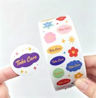 Autocollants personnalisés en vinyle imperméable holographique, mignons, de remerciement, transparents, découpés à la forme de fleurs, pour artisanat fait main