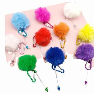 Porte-clés en peluche à boule de fourrure écologique, nouveau style, directement de l'usine, avec perles, cadeaux pour enfants, promotion étudiante - Product Image 1