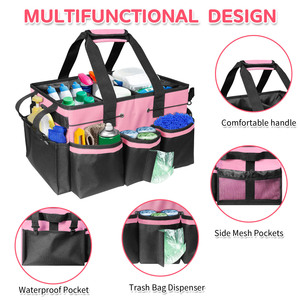 Cleaning Caddy Organizer With Adjustable Handle For Indoor Housekeeping <b>Vinyl</b> Storage <b>Bag</b> With Multiple Pockets And Compartments - Product Image 4