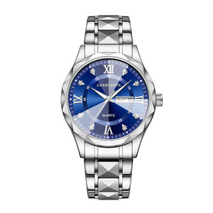 Montre à quartz pour <span class=keywords><strong>homme</strong></span> Ada Business, étanche, lumineuse, double calendrier, bracelet en acier inoxydable, boîtier en alliage, pointe diamantée - Product Image 5
