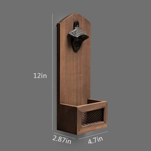 Ouvre-bouteille mural en bois rétro personnalisé pour les amateurs de bière, cadeau idéal avec récupérateur de capsules - Product Image 6