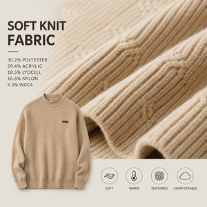 Pull en maille jacquard épaisse en laine Lyocell pour homme, automne-hiver, avec logo personnalisé, haut de gamme, chaud et épais - Product Image 2