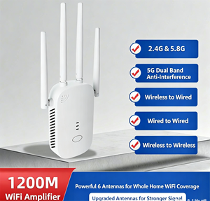<span class=keywords><strong>Repetidor</strong></span> <span class=keywords><strong>WiFi</strong></span> de Doble Banda de 1200Mbps, 4 Antenas, Extensor de Rango Inalámbrico, Amplificador de Señal, Router AP con Enchufe EU y US y LAN Cableado - Product Image 2