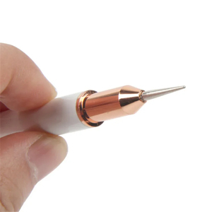 Stylo à cire double embout avec manche en métal blanc et strass, pince à strass, pinceau acrylique, outil de pointillage pour nail art, logo personnalisé - Product Image 4