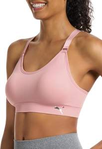 Lot de 2 soutiens-gorge de sport pour femme en nylon 100 %, sans coutures, à maintien élevé, avec bretelles croisées, décolleté en U et motif uni - Product Image 2