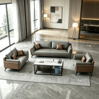 Ensemble de canapés en cuir pour bureau, style moderne et simple, combinaison 1+1+3, canapé en cuir PU, salon, réception d'hôtel, canapé personnalisable, meubles