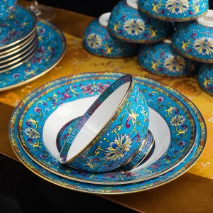 Service de table en porcelaine cloisonné de luxe classique pour salon, ensemble de tasses en céramique pour fête, kit de 86 pièces, best-seller chinois - Product Image 6