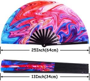 Abanico Plegable Grande con Diseño Abstracto de Mármol en Espiral, Abanico Decorativo para Festivales, Fiestas, Bailes y Espectáculos - Product Image 2