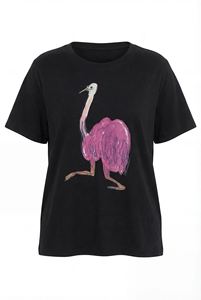 T-shirt court tricoté respirant en polyester/coton pour femme, haute qualité, vente en gros, impression numérique personnalisée, motif décontracté, été - Product Image 5