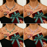Set Perhiasan Kalung Anting Daun Panjang Bunga Zirkon AAA Laris Manis, Hadiah Perhiasan Wanita, Set Mewah
