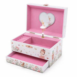 Boîte à bijoux musicale personnalisée Licorne/Ballerine avec tiroir coulissant et figurine rotative – Boîte à bijoux en bois durable pour filles - Product Image 1