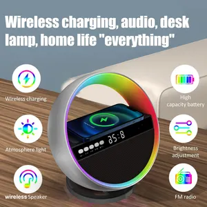 CASUN New Arrival Multi-function Wireless Bluetooth Speaker With 15W Wireless Fast Charging Wake Up Lights Alarm Clock