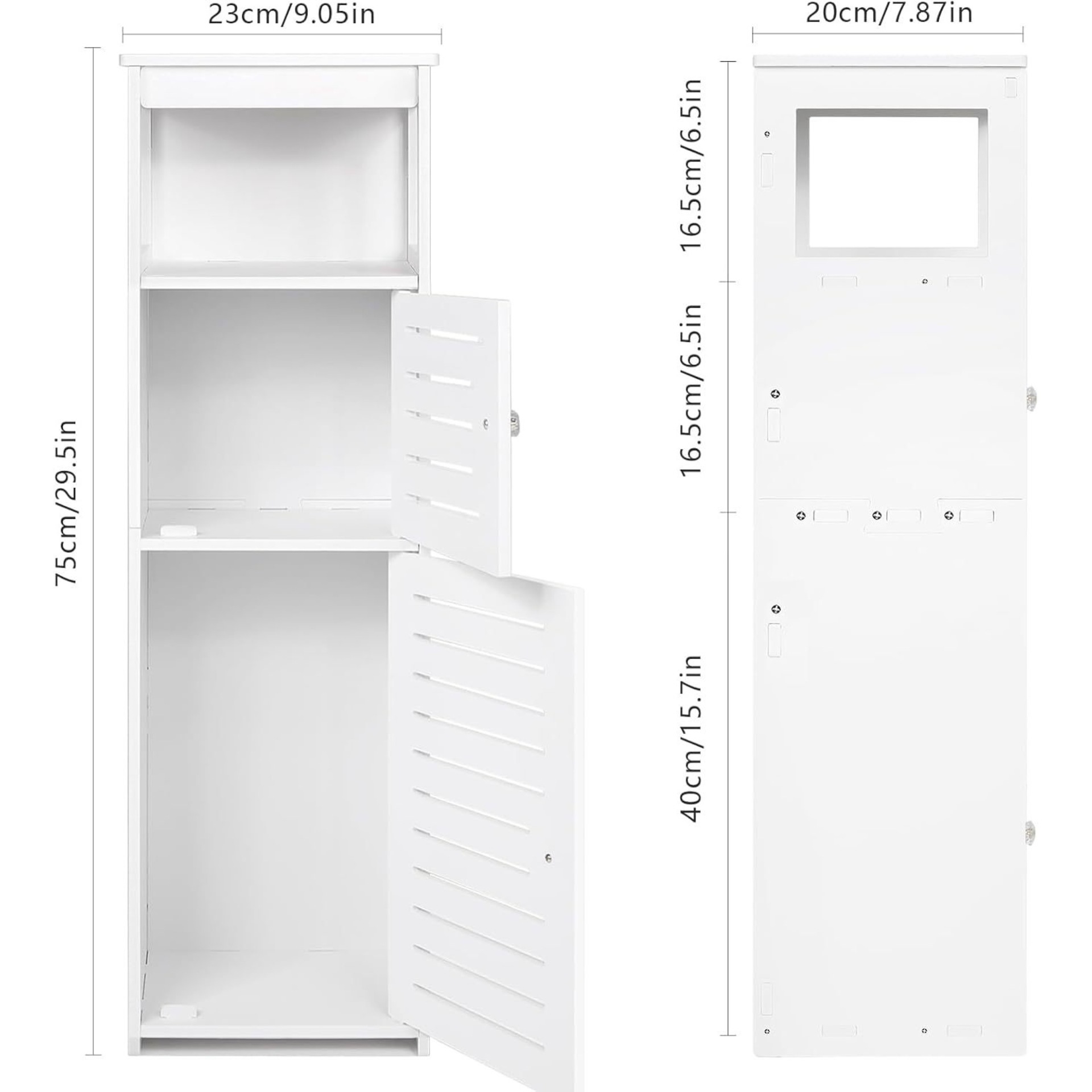 Armoire étroite minimaliste [double porte divisée] 75*23*20CM