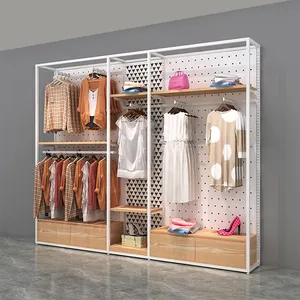 مخصص قماش نسائي متجر الداخلية تصميم التجزئة الخشب السيدات الملابس متجر الديكور