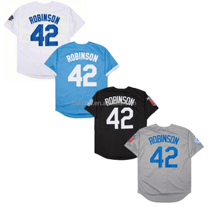 Meilleure qualité, cousu, personnalisable # Maillot de baseball américain <span class=keywords><strong>Jackie</strong></span> <span class=keywords><strong>Robinson</strong></span> n° 42 - Product Image 1