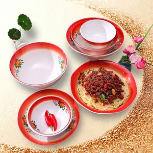 Plat de plaque de mélamine nostalgique 100pcs vaisselle non toxique durable pour le restaurant et la famille - Product Image 1