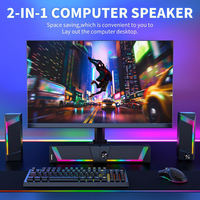 Haut-parleurs d'ordinateur, barre de son PC, haut-parleurs de jeu pour PC, ordinateur portable, ordinateur de bureau, caisson de basses, haut-parleurs filaires RGB, alimentés par USB, 3,5 mm Aux