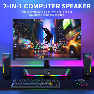 Haut-parleurs d'ordinateur, barre de son PC, haut-parleurs de jeu pour PC, ordinateur portable, ordinateur de bureau, caisson de basses, haut-parleurs filaires RGB, alimentés par USB, 3,5 mm Aux - Product Image 3
