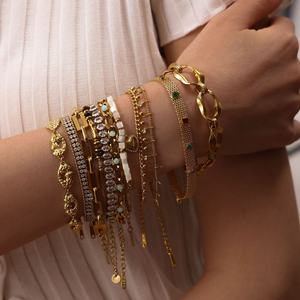 Brazalete de Acero Inoxidable de Alta Gama, Estilo Retro, con Baño de Oro de 18K, Diseño Cubano, No se Desvanece, para Mujer - Product Image 3