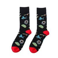 Vente en gros Chaussettes en coton unisexes à motif d'espace amusant pour hommes Style d'affaires décontracté en nylon de haute qualité avec logo sur le corps pour l'été