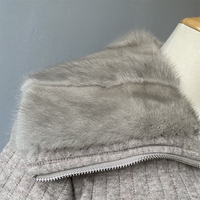 Manteau bomber pour femme Jxwatcher, en duvet de canard doux et épais, coupe-vent, respirant, avec fermeture éclair personnalisée, col en fourrure de vison véritable de luxe