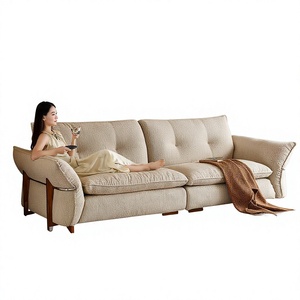 Chujian <strong>Sofa</strong> Vintage-style Cotton-linen Fabric Living Room <strong>Sofa</strong> <strong>MS</strong>-1959 Model High-end Solid Wood One Seat Removable Washable - Product Image 1