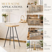 Tabouret de bar de style industriel en métal noir mat avec pieds évasés et repose-pieds, 65 cm, pour comptoir de cuisine ou pub