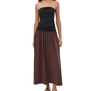 Nuevo Vestido Casual de Otoño de Alta Calidad, Vestido de Noche Largo con Escote Alto y Sin Tirantes para Mujer - Product Image 1