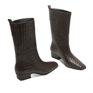 <span class=keywords><strong>Stivali</strong></span> da Cowboy da <span class=keywords><strong>Donna</strong></span> Moncheer a Metà Polpaccio, <span class=keywords><strong>Marroni</strong></span> in Pelle PU Intrecciata, Punta Quadrata, Tacco Basso 4cm, Stile Western Classico per Autunno e Inverno - Product Image 4