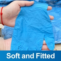 Liquidation vente M4.0g gants jetables en nitrile bout des doigts texturé bleu soins personnels accepter emballage de conception non médical