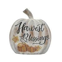 Sculpture décorative artisanale en résine en forme de citrouille 'Bénédictions de la Récolte' avec texte, figurine de fruit vintage pour cadeau de Thanksgiving et décoration intérieure