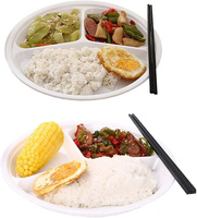 Assiettes à dîner divisées en mélamine écologique lavables au lave-vaisselle avec 3 compartiments Assiettes en bambou avec division réutilisables pour adultes et enfants