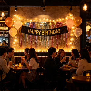 Fascia Nera per Compleanno con Lettere Dorate, Elegante Decorazione per Feste, Confezione da 12 Pezzi - Product Image 4