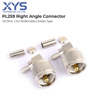 Connecteur coaxial RF UHF mâle à angle droit PL259, fiche 50 Ohm, type à souder, cuivre pur, faible perte, haute fréquence pour antenne RG58