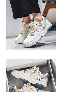 Sketchers à la mode et confortables-Baskets blanches et bleues avec un design graphique unique et une semelle épaisse avec de nouvelles chaussures élégantes pour hommes - Product Image 6