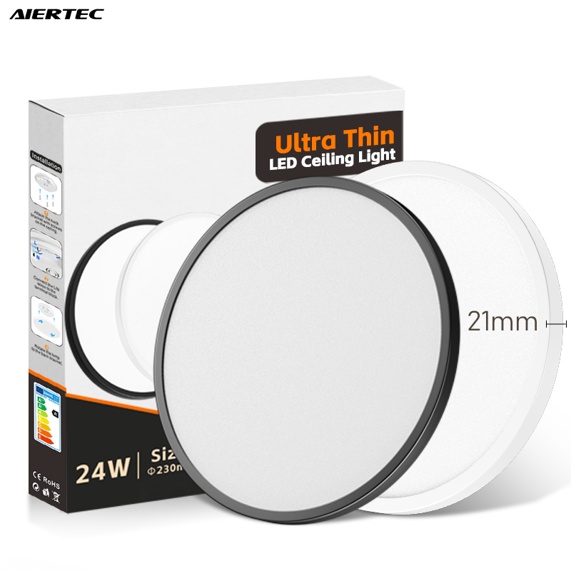 Surface Mount Mounted Ceiling Round Square Lamp 24W 28w 38w 48w 3CCT Energy Saving Commercial Thin Round Led Office Panel Light