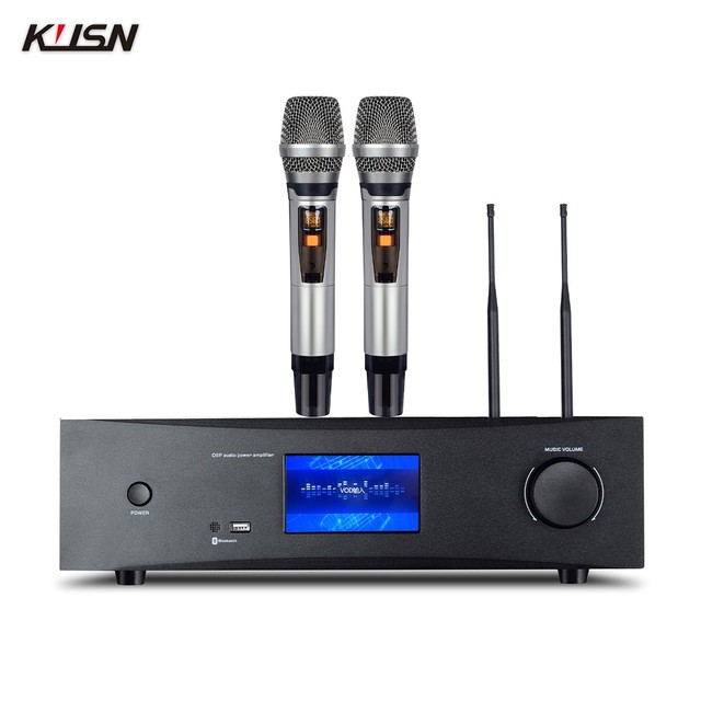 500W+500W Analog DSP Audio Power Amplifier Karaoke Home Theater KTV Sound System Set with Hi-Res UFH Microphones