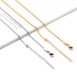 Cadena de Acero Inoxidable de 2mm, Económica y Popular, Chapada en Oro de 18k, Diseño de Cuerda Trenzada - Product Image 4