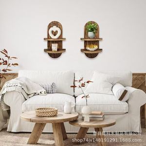 Wooden <b>Wall</b> <b>Shelf</b> Oval Shape Solid Wood <b>Wall</b> <b>Mounted</b> Storage Rack Living Room Display <b>Shelf</b> Multipurpose - Product Image 3