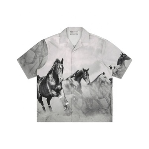 Custom Button Down <strong>Shirts</strong> <strong>Men</strong> All Over Print Aesthetic <strong>White</strong> Cotton Graphic Mock-up <strong>Short</strong> <strong>Sleeve</strong> Casual Plus Size - Product Image 5