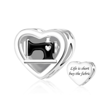 Breloques Pan Charms en argent, machine à coudre professionnelle, perle adaptée aux bracelets originaux, bijoux, remise de diplôme, pour les amateurs de quilting, Berluque DIY
