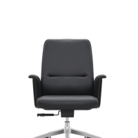 Chaise de bureau mobile de haute qualité en cuir véritable/PU importé, chaise de direction de classe moyenne avec accoudoirs fixes